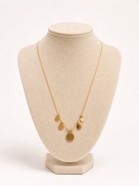Vintage Gold Disc Charm Necklace - Polished Gold